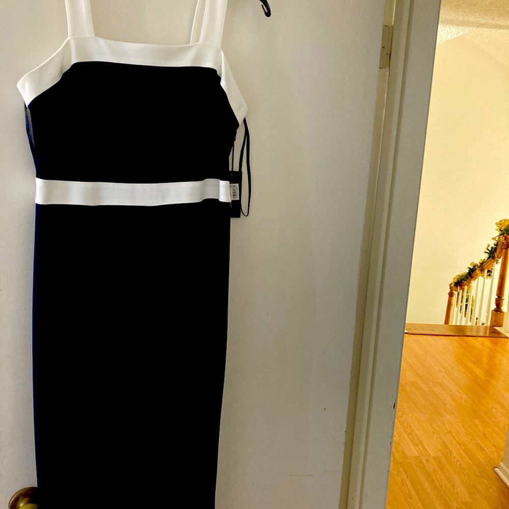 Long pantsuit Navy blue with white trim